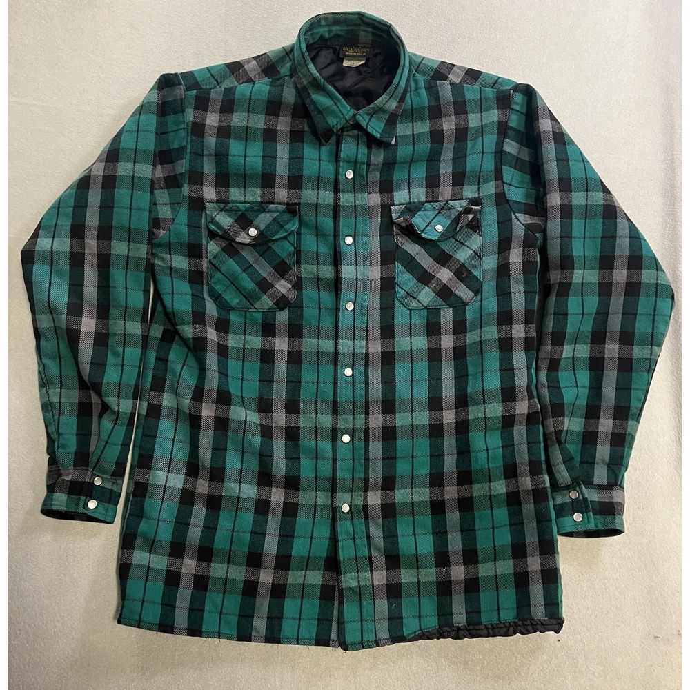 VTG 80s Deerskin Flannel Shacket Men's Large Tall Plaid Pearl Snap Quilt Lined